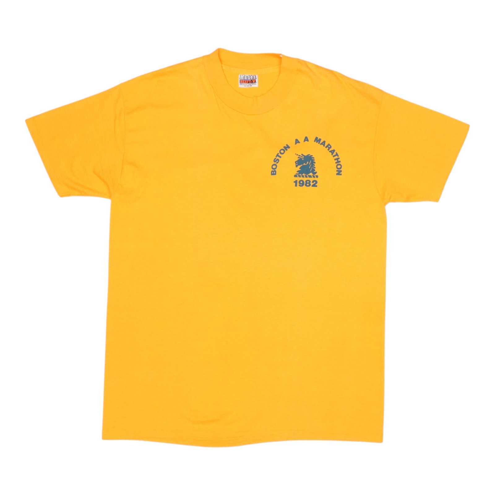 Vintage 1982 Boston Marathon Duel In The Sun Yellow Cotton Shirt (1 of 4)