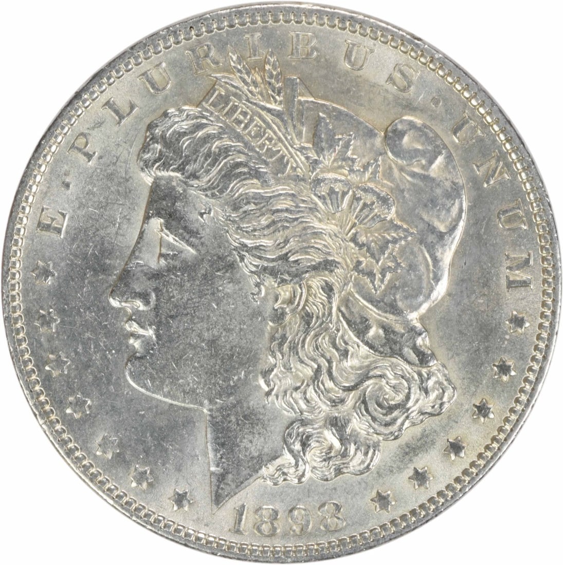 Uncirculated 1898 Silver Dollar Morgan BU No Mint Mark: Uncirculated 1898 Silver Dollar Morgan BU No Mint Mark This 1898 Morgan Silver Dollar is an uncirculated coin from the United States, featuring a bright uncirculated (BU) grade. It is composed of silv