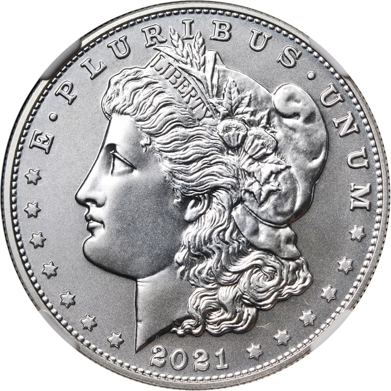 NGC MS70 2021 D Morgan Silver Dollar Brown Label: NGC MS70 2021 D Morgan Silver Dollar Brown Label Original 2021-D Morgan Silver Dollar graded NGC MS70 with a Brown Label. This uncirculated silver coin is described as having superb eye appeal, fantas
