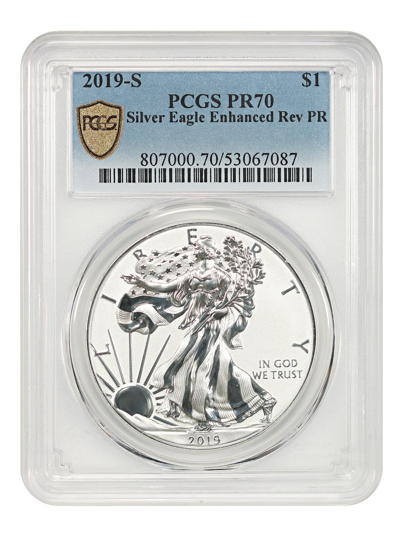 2019 S PCGS PR70 $1 Silver Eagle Enhanced Finish (1 of 4)