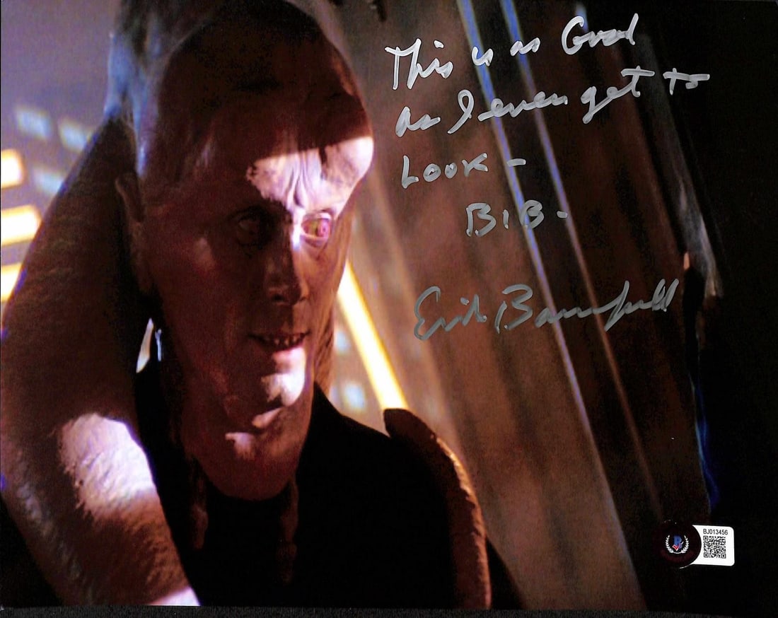 Beckett Authenticated Star Wars ROTJ Bib Fortuna 8x10 Signed Photo: Beckett Authenticated Star Wars ROTJ Bib Fortuna 8x10 Signed Photo This 8x10 photograph from Star Wars: Return of the Jedi is personally signed and inscribed by Erik Bauersfeld, the voice actor for Bi