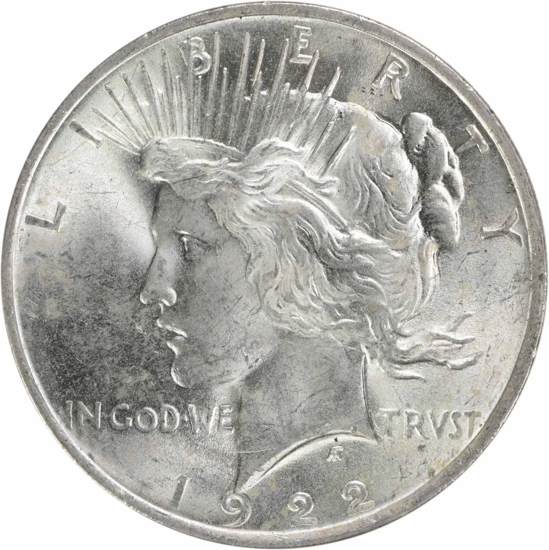 1922 Uncirculated Peace Dollar Silver $1 Coin Uncertified: 1922 Uncirculated Peace Dollar Silver $1 Coin Uncertified 1922 Peace Silver Dollar in uncirculated, pre-owned condition. This $1 United States coin is uncertified and identified as Choice BU, with the