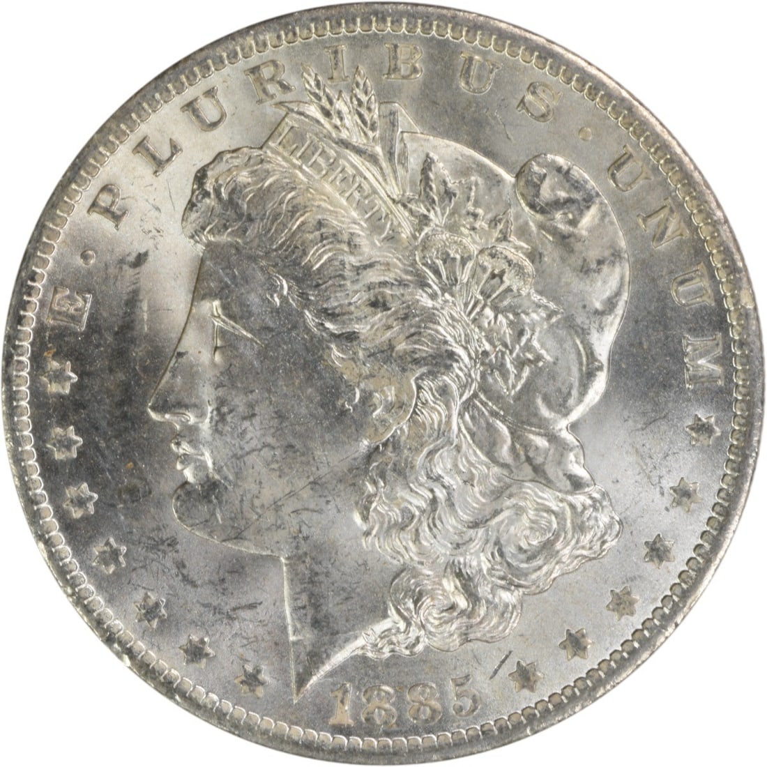 Uncirculated 1885-O Morgan Dollar Silver Coin Choice BU Uncertified: Uncirculated 1885-O Morgan Dollar Silver Coin Choice BU Uncertified This is an 1885-O Morgan Silver Dollar from the United States. The coin is composed of silver, features the New Orleans mint mark, a