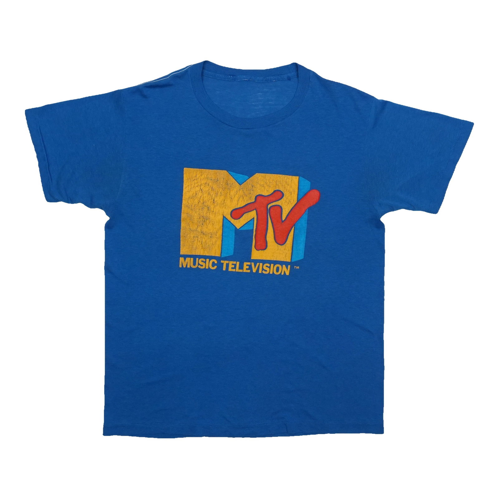 Blue 1980s MTV Cotton T Shirt 20 x 26.5 (1 of 4)