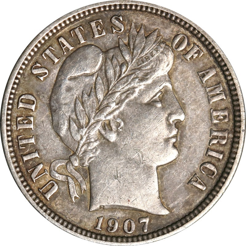 1907 D United States Barber Silver Dime Coin: 1907 D United States Barber Silver Dime Coin 1907-D Barber Dime from the United States. This pre-owned coin is uncertified and circulated, with a silver composition. Specifications Item Type: Barber D