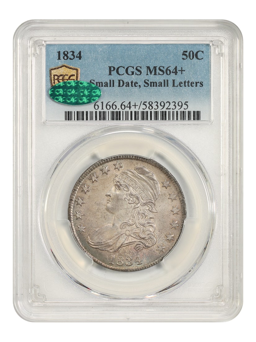 1834 Capped Bust Half Dollar 50C PCGS MS64+ CAC Small Date (1 of 5)