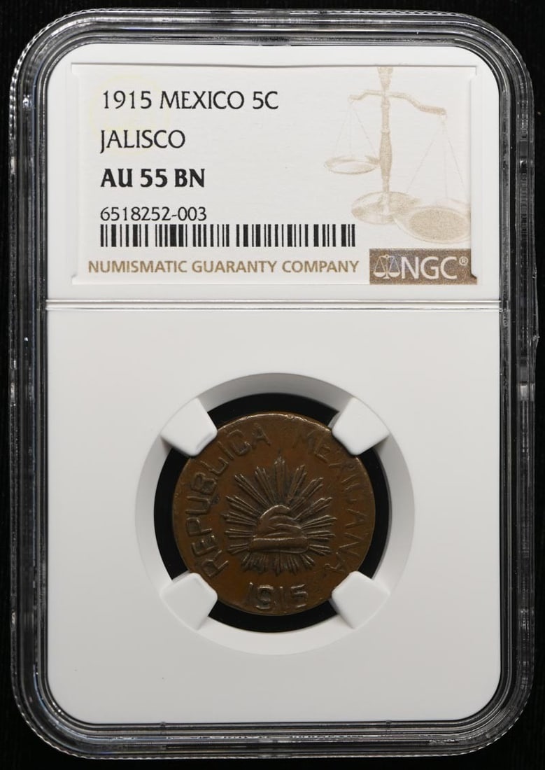 Mexico Jalisco 1915 5C KM-677 GB-241 NGC AU55BN Coin (1 of 4)