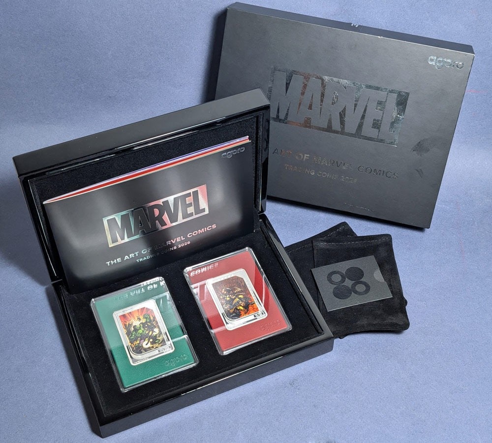 Niue Art of Marvel silver coin set 2 x 1 oz Hulk Wolverine 2026: Niue Art of Marvel silver coin set 2 x 1 oz Hulk Wolverine 2026 Original 2026 Niue Art of Marvel silver set featuring Hulk and Wolverine. This pre-owned set includes two 1 ounce silver pieces with str