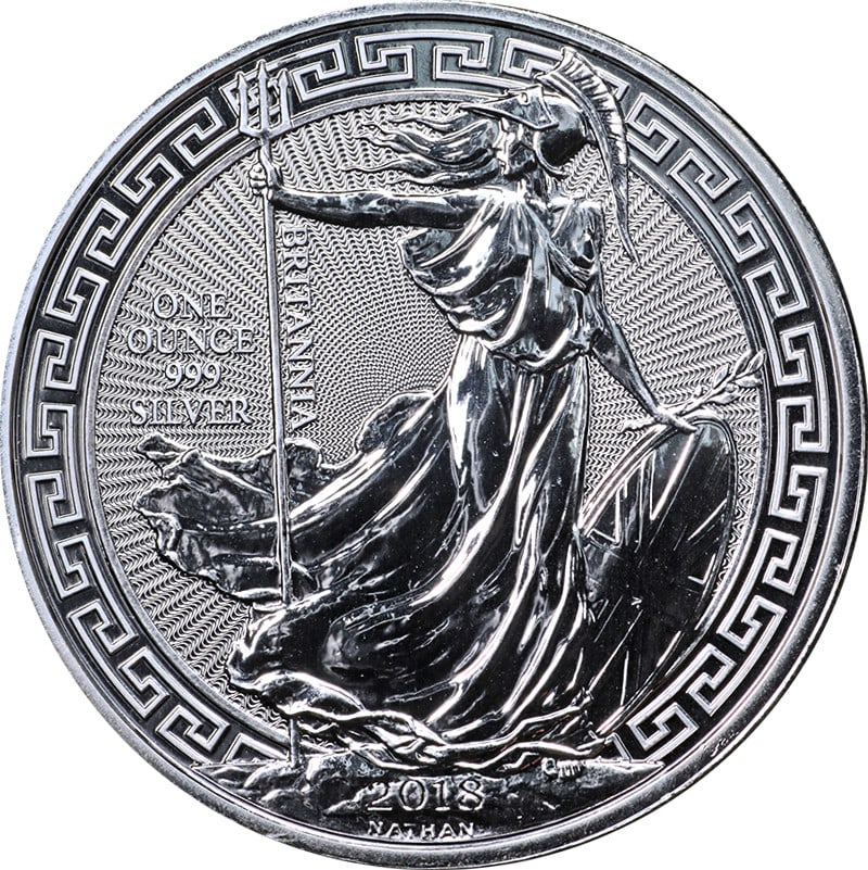 2018 Great Britain Britannia Oriental Border 1 Ounce Silver Coin BU (1 of 2)