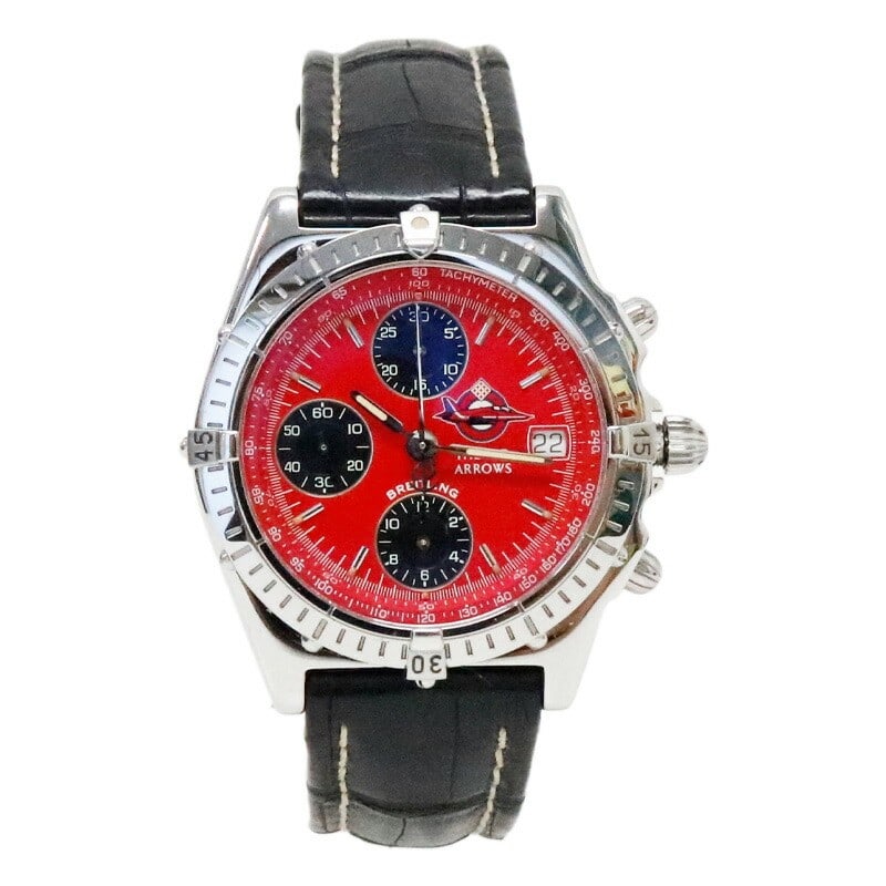 Breitling 13050.1 Chronomat Red Arrows Automatic Chronograph Watch: Breitling 13050.1 Chronomat Red Arrows Automatic Chronograph Watch This pre-owned Breitling Chronomat Red Arrows Limited Edition men's wristwatch features a stainless steel case with a leather band an