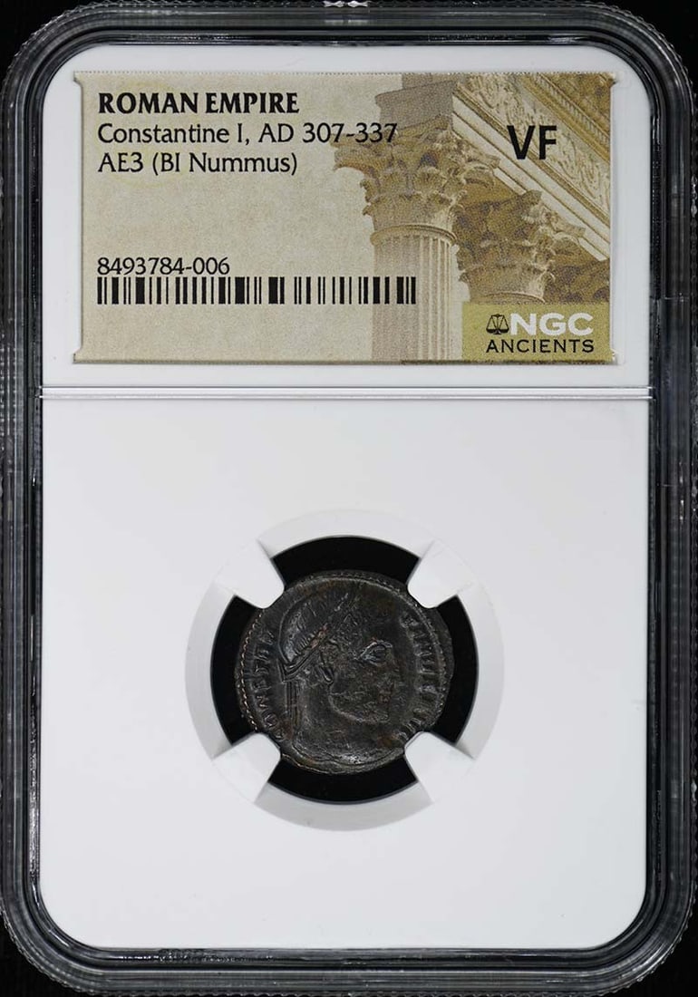 NGC VF Constantine I Roman Empire AE3 BI Nummus Coin: NGC VF Constantine I Roman Empire AE3 BI Nummus Coin This is a Roman Empire AE3 (BI Nummus) coin issued during the reign of Constantine I, dating from AD 307-337. The coin has been certified by NGC wi