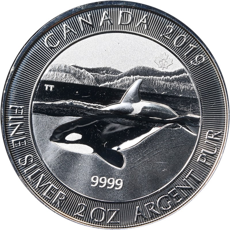 Canada 2019 Orca Whale $10 2 Oz .999 Silver Coin: Canada 2019 Orca Whale $10 2 Oz .999 Silver Coin Original 2019 Canada 2 ounce silver $10 Orca Whale coin with .9999 fine silver content. This stock listing is for a hand-picked coin from available inv