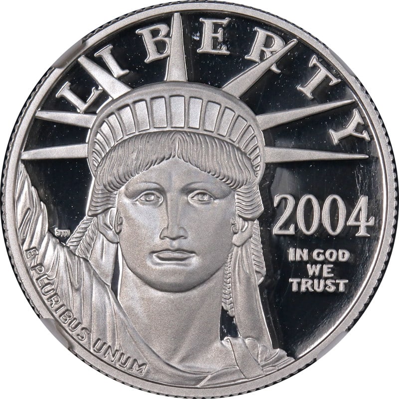 2004 W $50 Platinum Eagle NGC PF69 Ultra Cameo Brown Label: 2004 W $50 Platinum Eagle NGC PF69 Ultra Cameo Brown Label This 2004-W Platinum American Eagle $50 coin is certified by NGC as PF69 Ultra Cameo with the Brown Label, indicating its high-quality proof 
