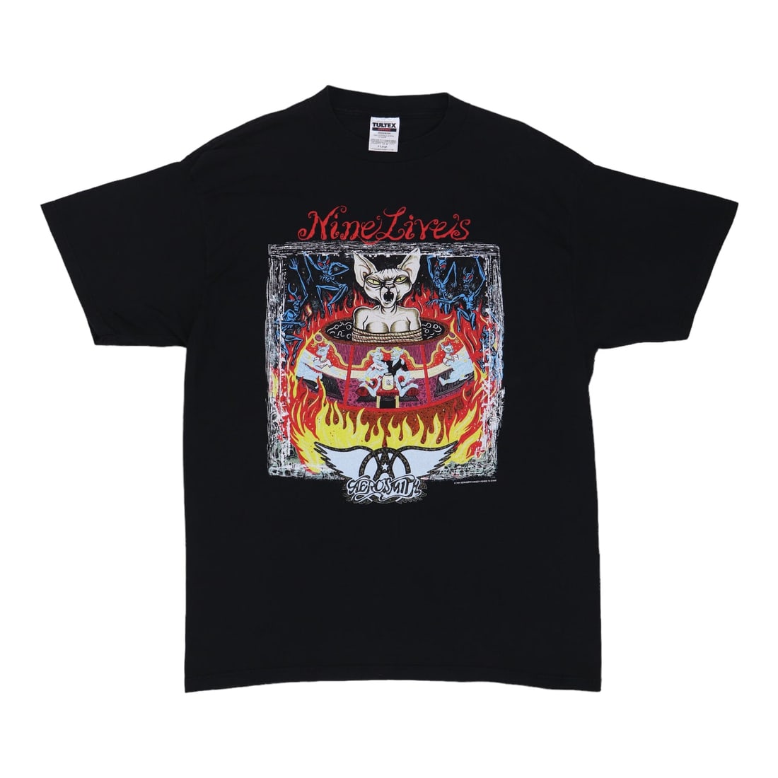 Vintage 1997 Nine Lives Tour T Shirt Aerosmith Black 100 Percent Cotton (1 of 6)