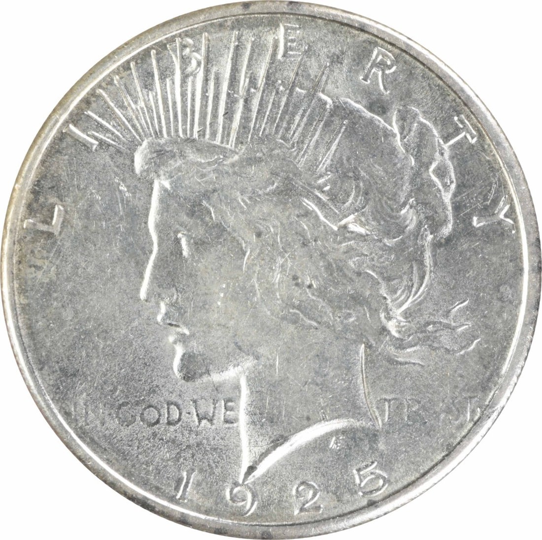 1925 S United States Peace Dollar Silver AU Uncertified: 1925 S United States Peace Dollar Silver AU Uncertified 1925-S Peace Silver Dollar in About Uncirculated (AU) grade. This pre-owned coin is uncertified, circulated, and composed of silver. Specificati