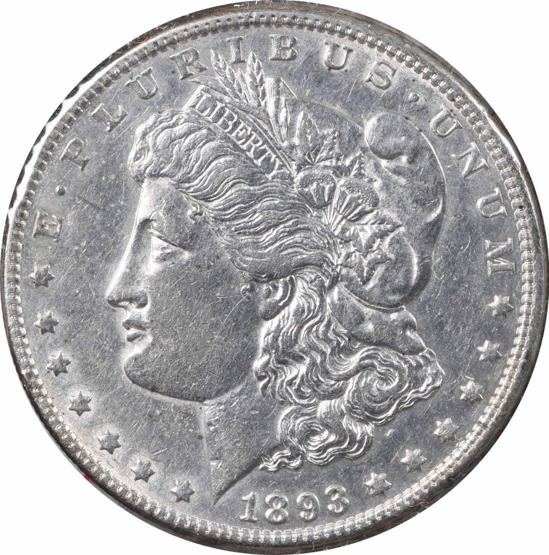 1893 Morgan Silver Dollar AU Uncertified 90% Silver Philadelphia Mint: 1893 Morgan Silver Dollar AU Uncertified 90% Silver Philadelphia Mint This 1893 Morgan Silver Dollar features the iconic design by George T. Morgan, showcasing its historical significance and aestheti