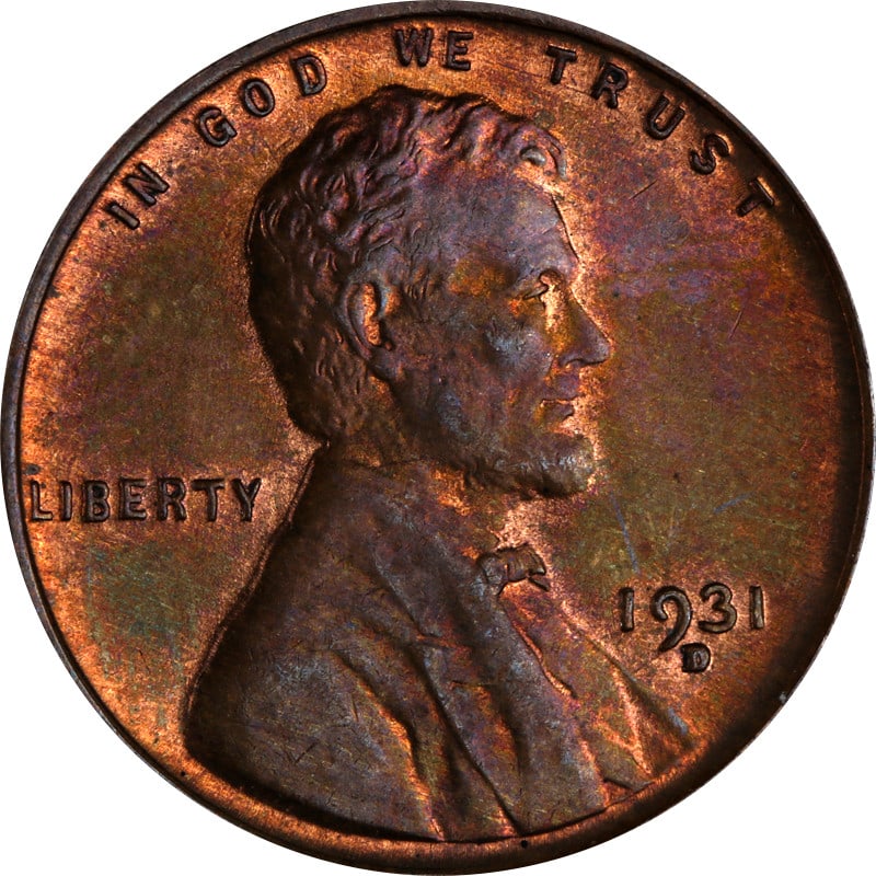 1931 Denver Mint Copper Lincoln Cent Circulated US Coin (1 of 2)