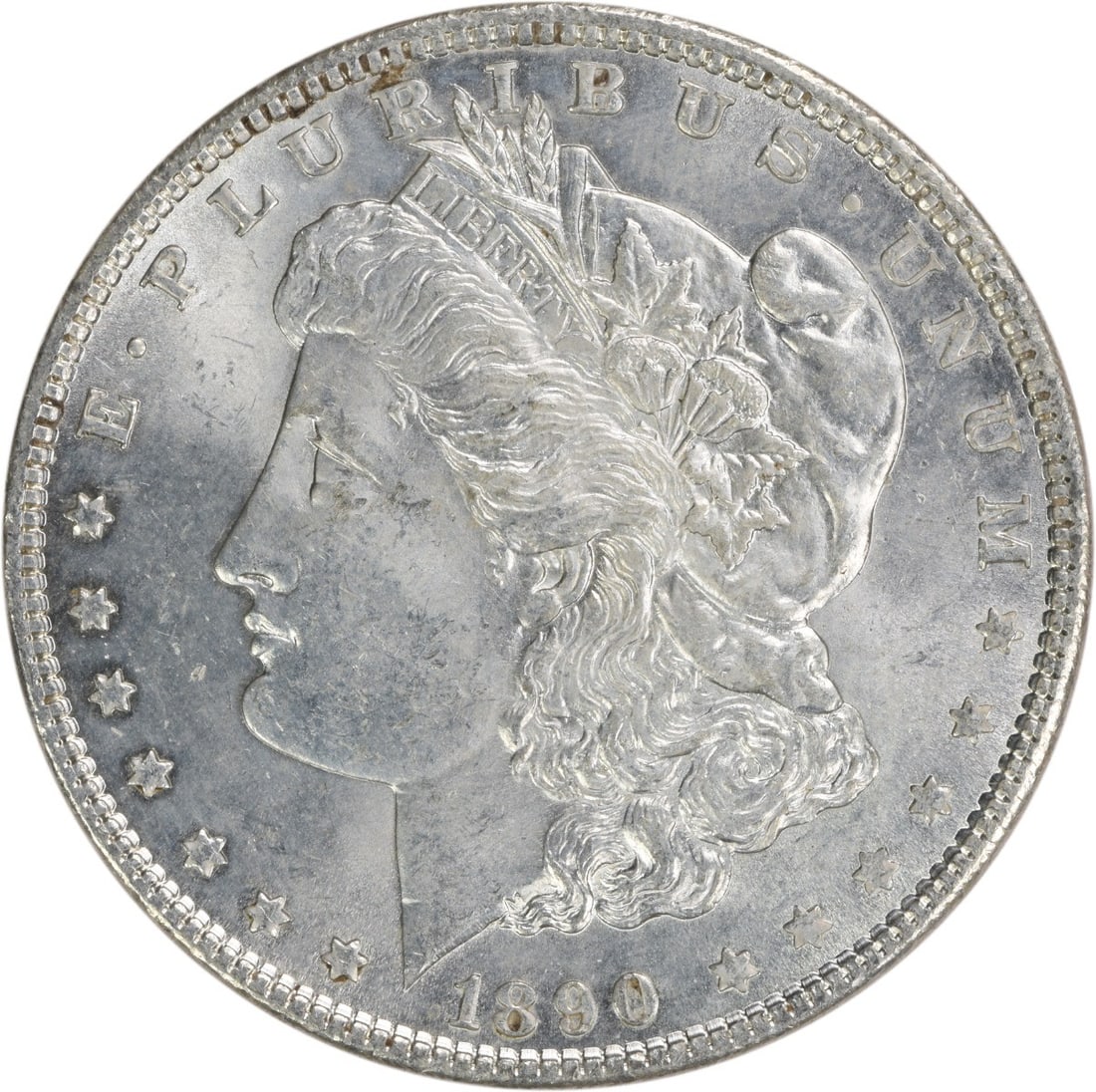 Choice BU 1890 Morgan Uncirculated Silver Dollar No Mint Mark Uncertified: Choice BU 1890 Morgan Uncirculated Silver Dollar No Mint Mark Uncertified This is an 1890 Morgan Silver Dollar from the United States, featuring a silver composition and a denomination of $1. The coin