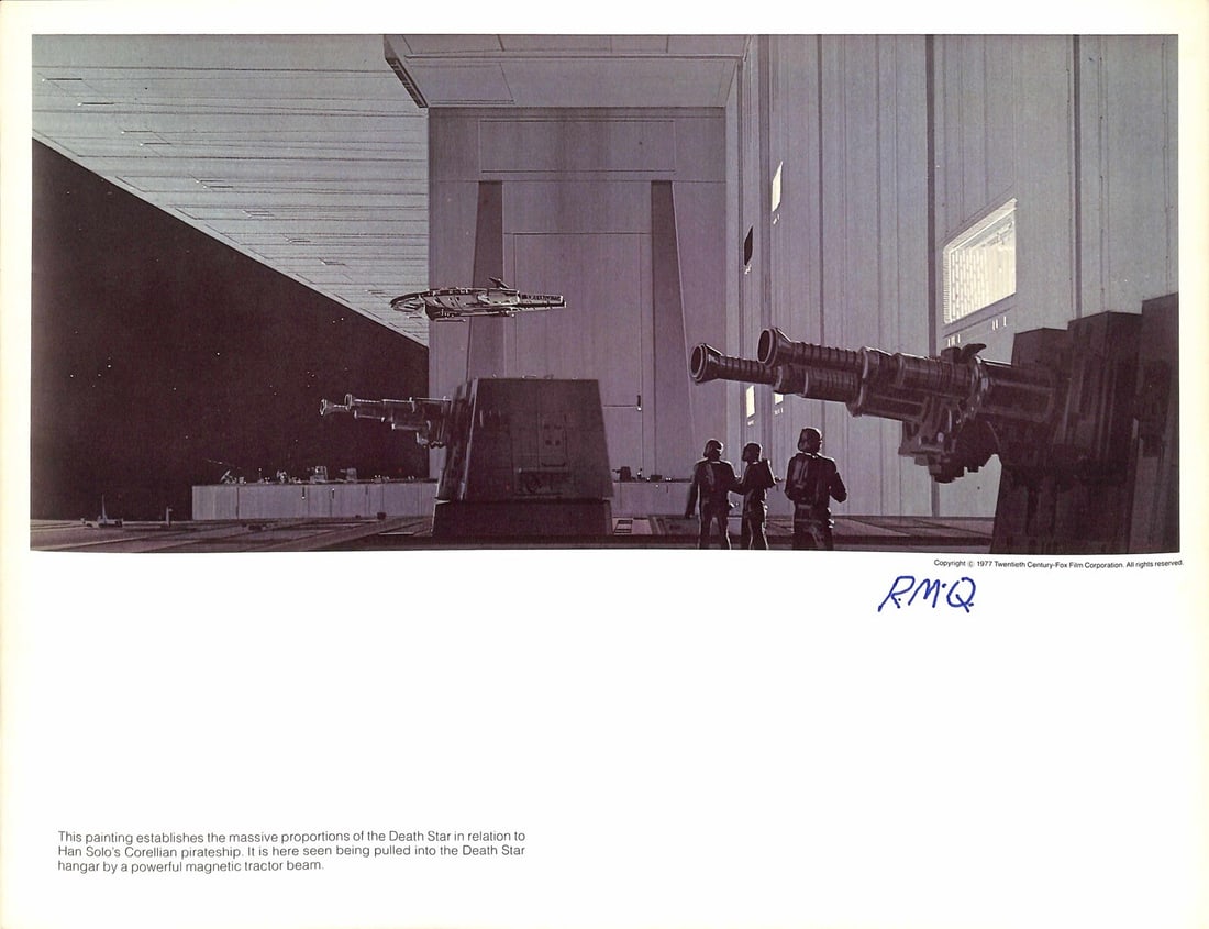 Ralph McQuarrie Signed Star Wars Death Star Concept Art Print Beckett Authenticated (1 of 1)