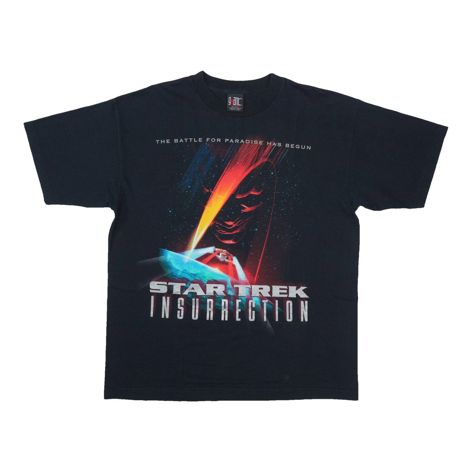 Black 1998 Star Trek Insurrection XL Cotton T Shirt: Black 1998 Star Trek Insurrection XL Cotton T Shirt Original vintage 1998 Star Trek Insurrection shirt in black. This is a true vintage shirt, not a modern reproduction. It is in excellent condition w