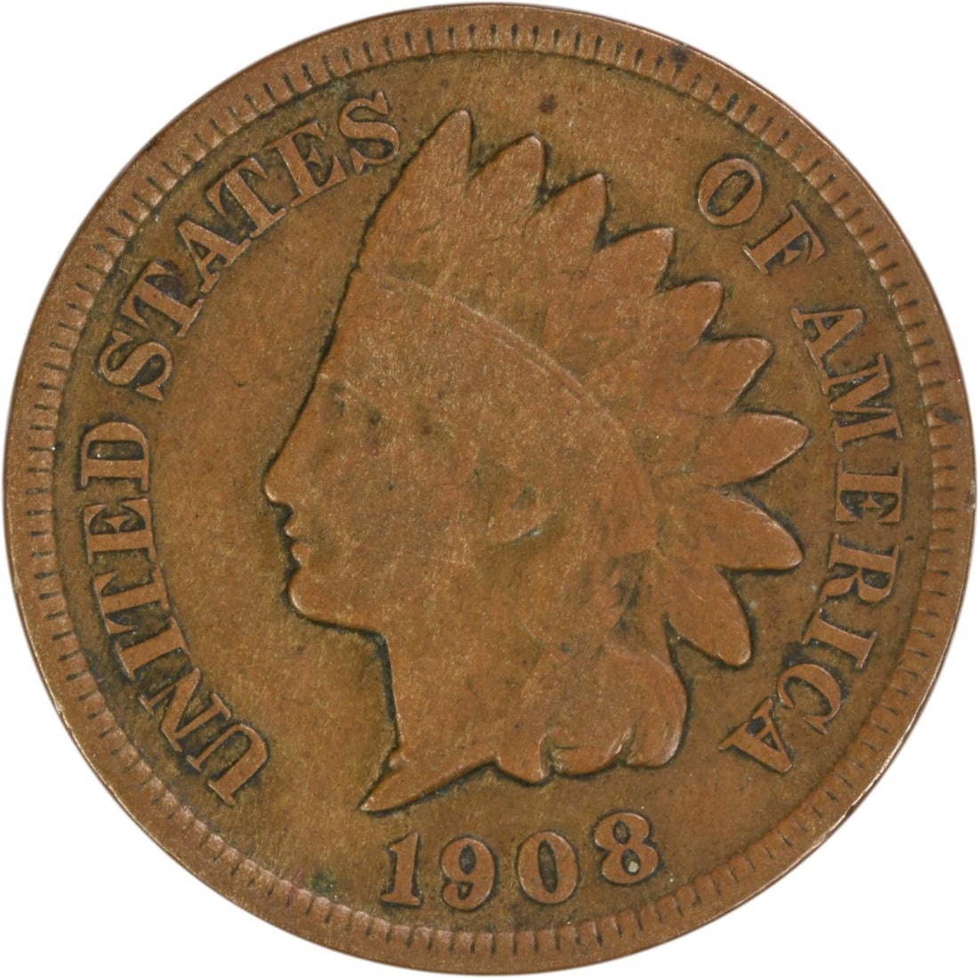 1908 San Francisco Mint Indian Head Cent VG Grade Uncertified (1 of 2)