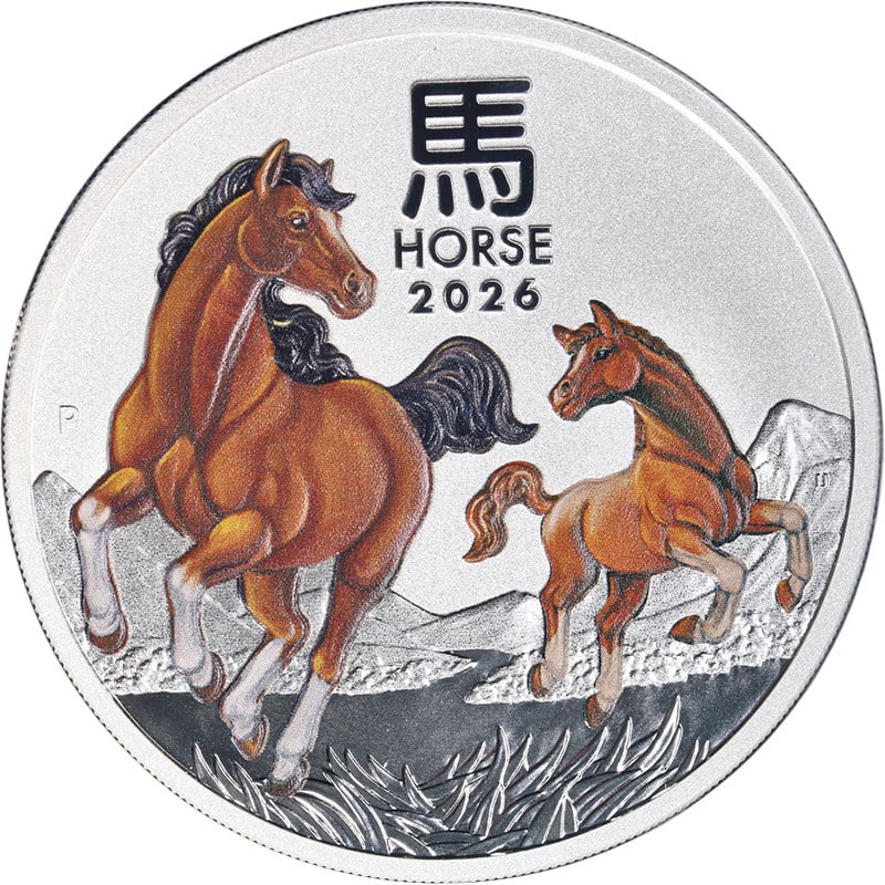 2026 Lunar Horse 2 oz Colorized Silver $2 Coin from Australia Uncirculated (1 of 2)
