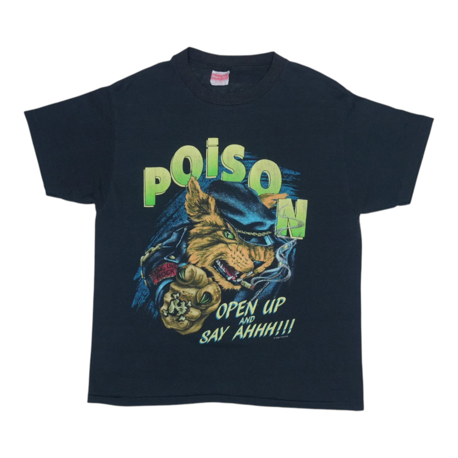 Vintage 1988 Poison Tour Black Shirt Open Up And Say Ahhh Large (1 of 6)