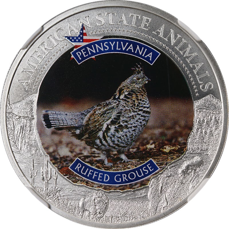 NGC MS70 2021 Cook Islands Pennsylvania Grouse 1 oz Silver $5 Coin (1 of 4)
