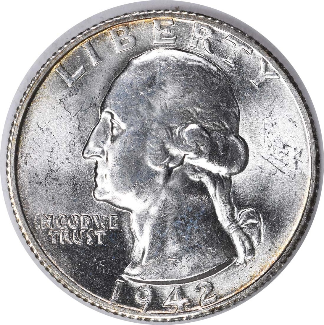 1942-S Silver Washington Quarter Choice BU Uncertified: 1942-S Silver Washington Quarter Choice BU Uncertified This 1942 Washington Silver Quarter is an uncirculated coin graded as Choice Brilliant Uncirculated (BU). It is composed of silver and originates