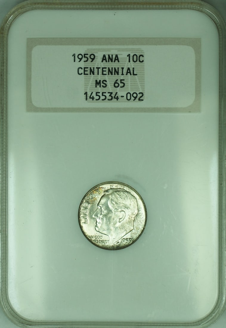 NGC MS 65 Roosevelt Dime 1959-D ANA Centennial Sample Slab (1 of 2)