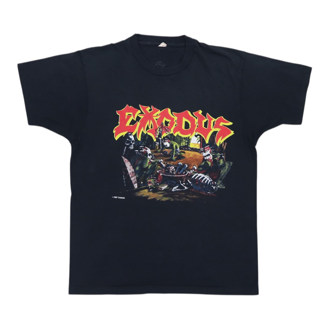 Vintage 1987 Exodus Meat Party Tour Black Poly Cotton Shirt Large (1 of 7)