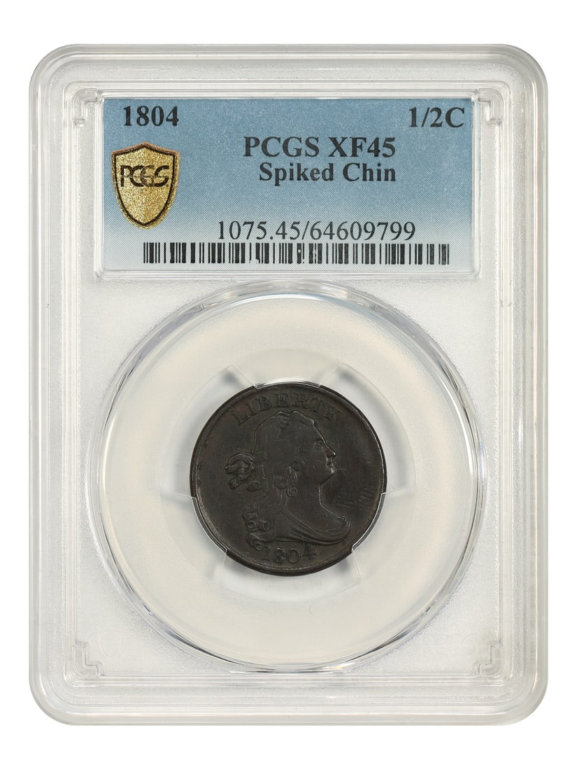 PCGS XF45 1804 Draped Bust Half Cent Spiked Chin Variety (1 of 5)
