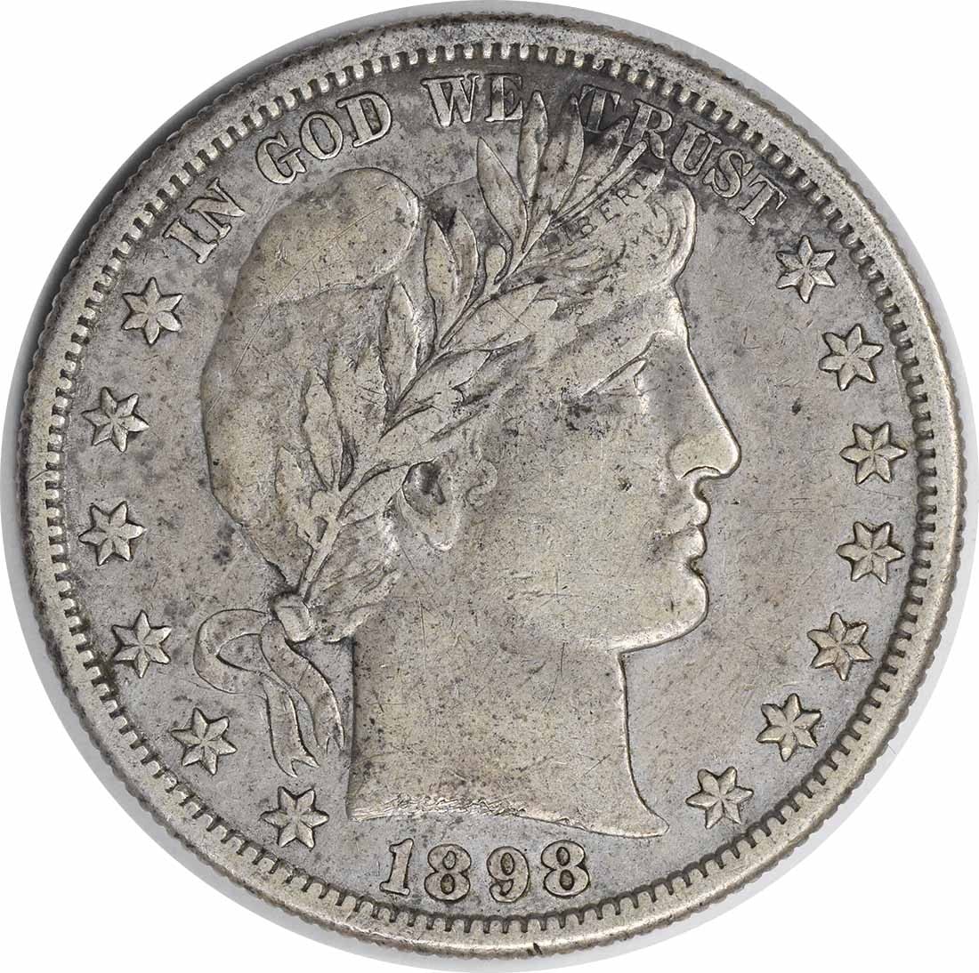 1898 S 50C Barber Half Dollar Silver EF Uncertified: 1898 S 50C Barber Half Dollar Silver EF Uncertified 1898-S Barber Silver Half Dollar in EF grade. This circulated, uncertified United States 50C coin is a pre-owned example of the Barber half dollar s