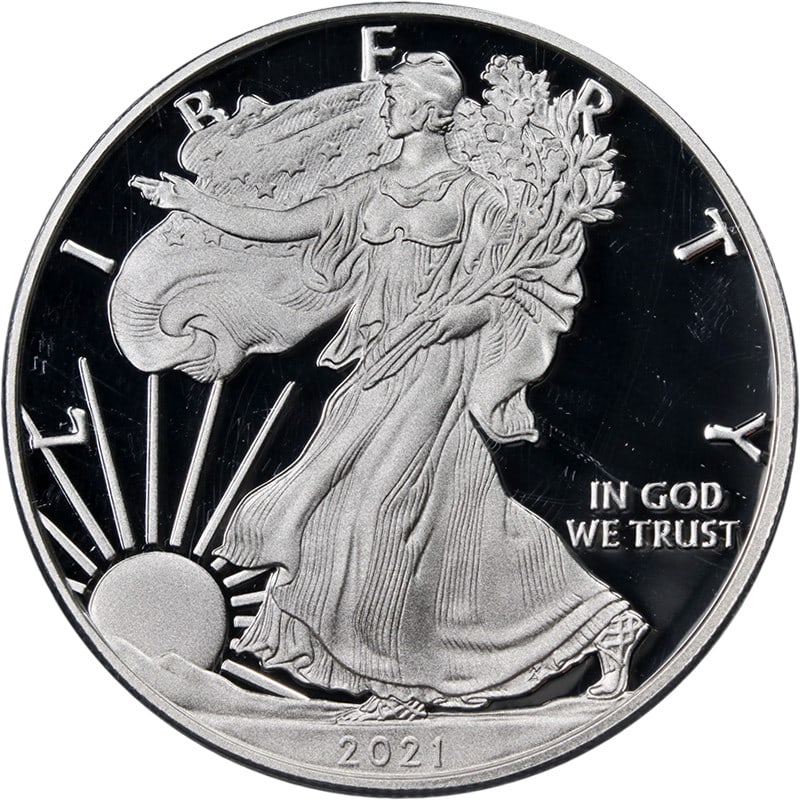 2021-W Silver American Eagle $1 PCGS PR70 DCAM Reagan Legacy Coin: 2021-W Silver American Eagle $1 PCGS PR70 DCAM Reagan Legacy Coin This 2021-W Silver American Eagle $1 Type 1 coin is a stunning collectible, featuring exceptional eye appeal, fantastic luster, and a 