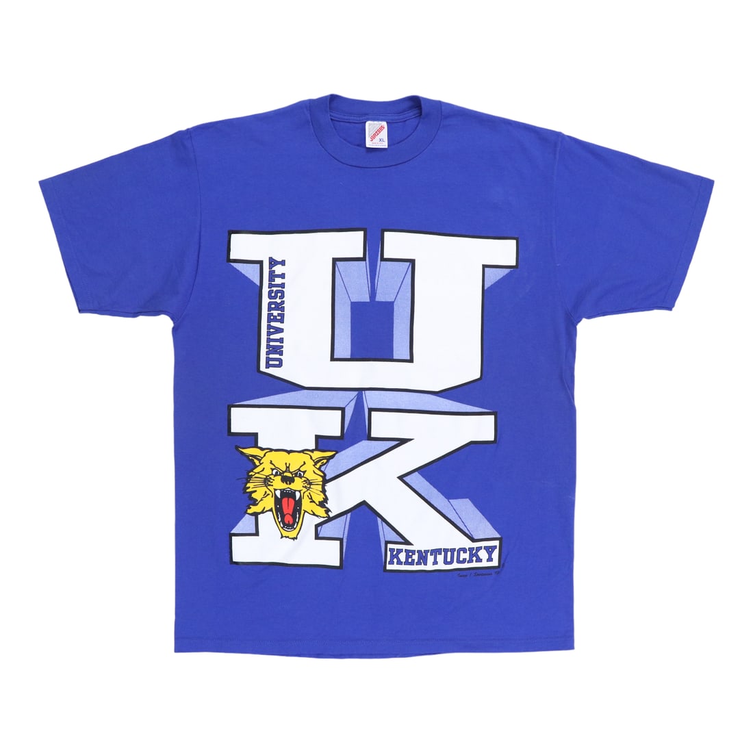 Vintage 1993 Kentucky Wildcats University Blue Graphic Cotton Shirt Size XL (1 of 8)