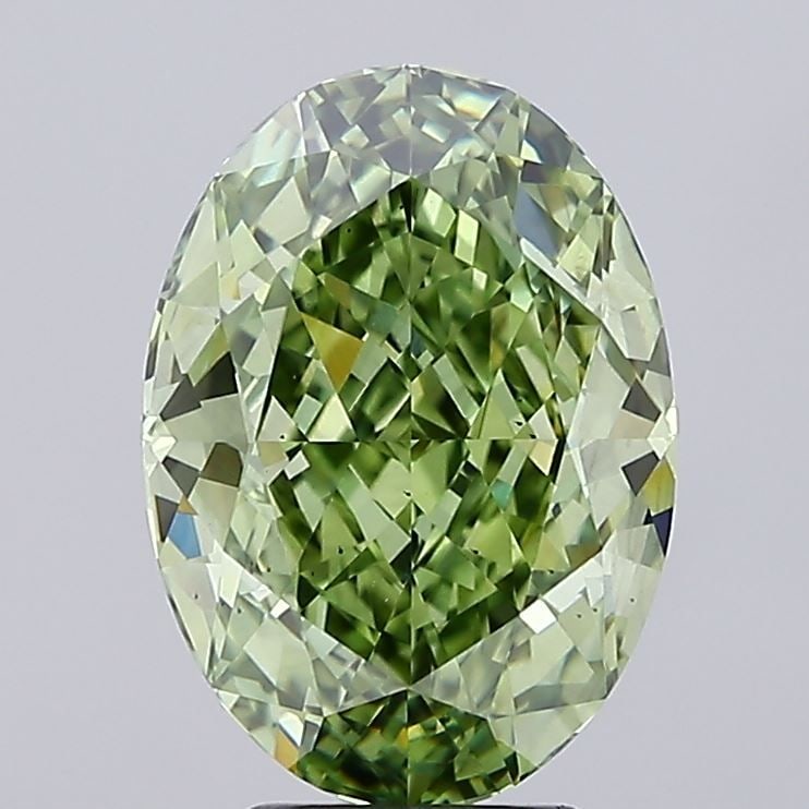 Loose Diamond - OVAL 5.1ct Fancy Vivid Green VS2: Loose Diamond - OVAL 5.1ct Fancy Vivid Green VS2 Source: This is a real non-mined Diamond that has been grown in a lab Shape: OVAL Carats: 5.1 Color: Fancy Vivid Green Certification: IGI Video: Video