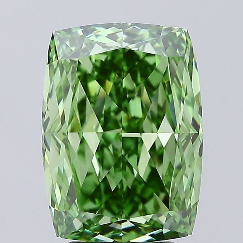 Loose Diamond - CUSHION MODIFIED 4.17ct Fancy Vivid Green VVS2: Loose Diamond - CUSHION MODIFIED 4.17ct Fancy Vivid Green VVS2 Source: This is a real non-mined Diamond that has been grown in a lab Shape: CUSHION MODIFIED Carats: 4.17 Color: Fancy Vivid Green
