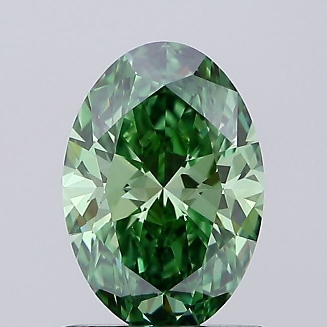Loose Diamond - OVAL 0.9ct Fancy Vivid Green VVS2: Loose Diamond - OVAL 0.9ct Fancy Vivid Green VVS2 Source: This is a real non-mined Diamond that has been grown in a lab Shape: OVAL Carats: 0.9 Color: Fancy Vivid Green Certification: IGI Video: