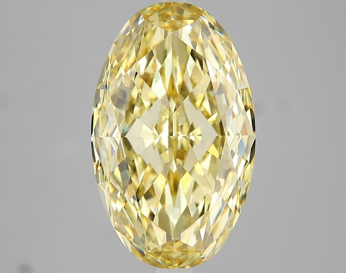 Loose Diamond - OVAL 5.11ct Fancy Intense Yellow VS1: Loose Diamond - OVAL 5.11ct Fancy Intense Yellow VS1 Source: This is a real non-mined Diamond that has been grown in a lab Shape: OVAL Carats: 5.11 Color: Fancy Intense Yellow Certification: IGI Video