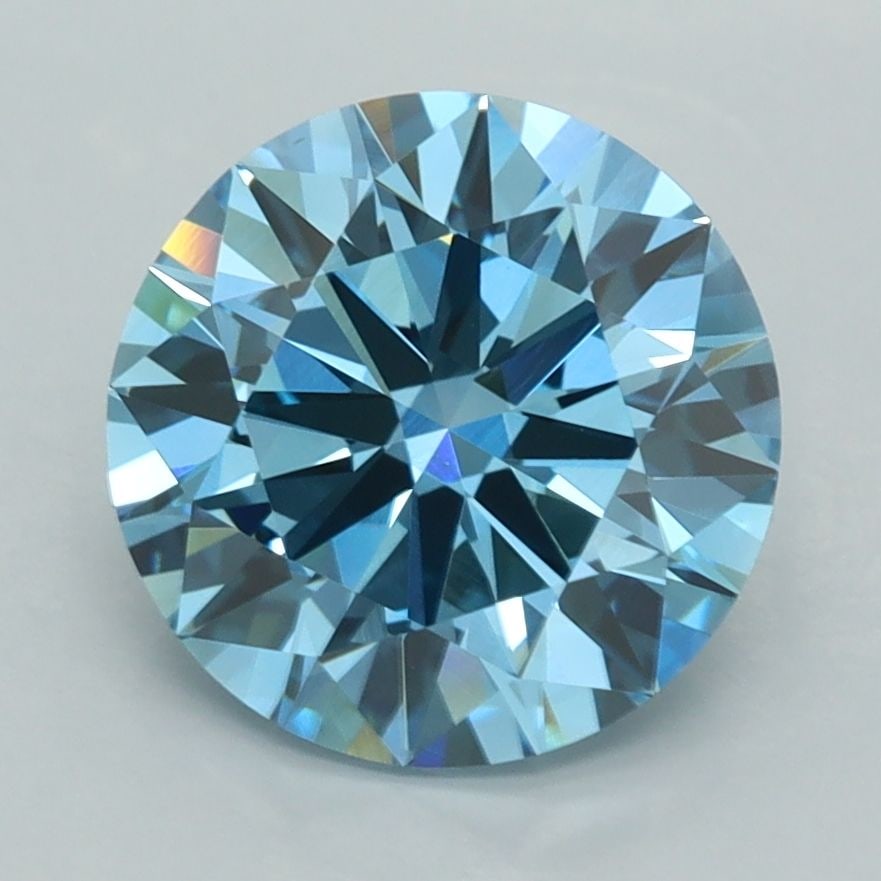 Loose Diamond - ROUND 3.0ct Fancy Vivid Blue VVS2: Loose Diamond - ROUND 3.0ct Fancy Vivid Blue VVS2 Source: This is a real non-mined Diamond that has been grown in a lab Shape: ROUND Carats: 3.0 Color: Fancy Vivid Blue Certification: IGI Video: