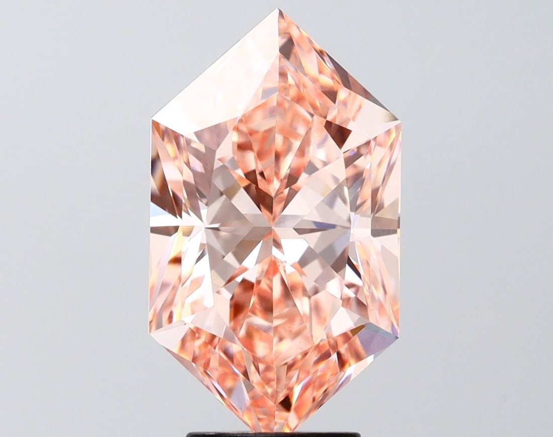 Loose Diamond - HEXAGONAL 5.1ct Fancy Vivid Pink VVS2: Loose Diamond - HEXAGONAL 5.1ct Fancy Vivid Pink VVS2 Source: This is a real non-mined Diamond that has been grown in a lab Shape: HEXAGONAL Carats: 5.1 Color: Fancy Vivid Pink Certification: IGI