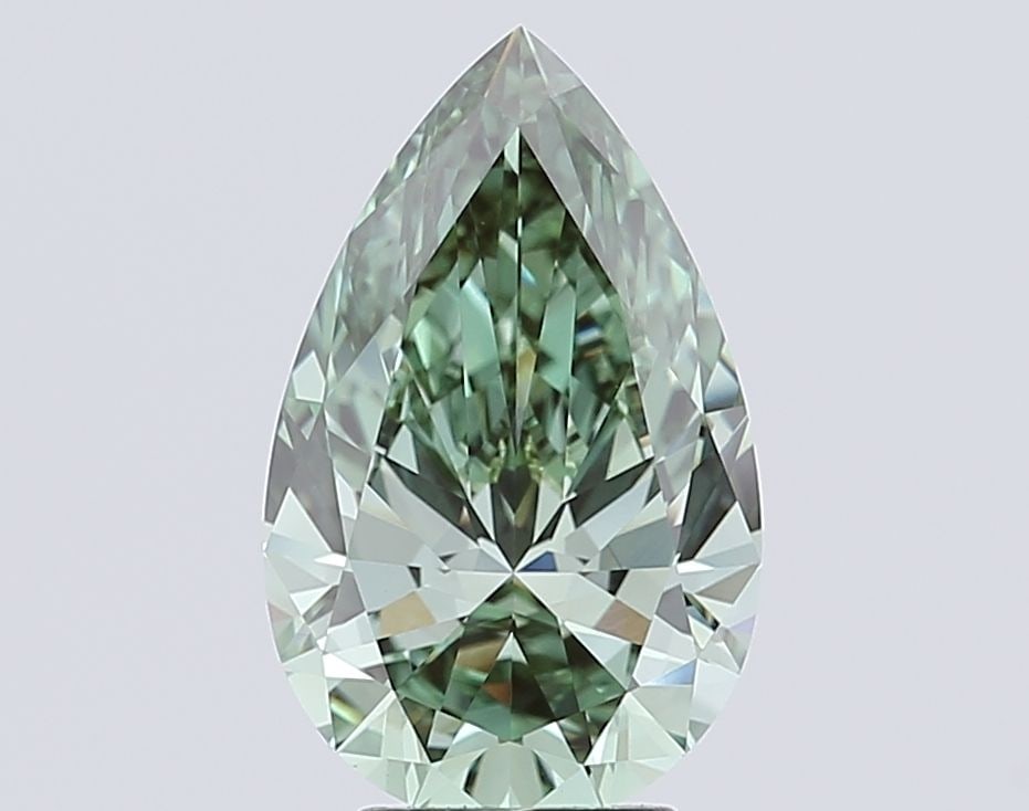 Loose Diamond - PEAR 5.07ct Fancy Vivid Green VVS2: Loose Diamond - PEAR 5.07ct Fancy Vivid Green VVS2 Source: This is a real non-mined Diamond that has been grown in a lab Shape: PEAR Carats: 5.07 Color: Fancy Vivid Green Certification: IGI Video: