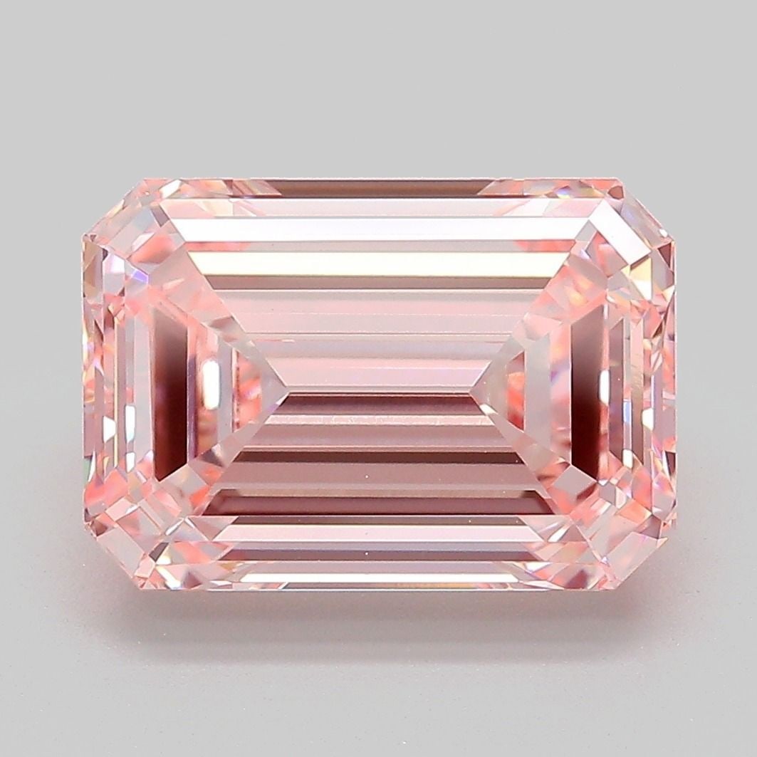 Loose Diamond - EMERALD 5.08ct Fancy Intense Pink VS1: Loose Diamond - EMERALD 5.08ct Fancy Intense Pink VS1 Source: This is a real non-mined Diamond that has been grown in a lab Shape: EMERALD Carats: 5.08 Color: Fancy Intense Pink Certification: IGI Add