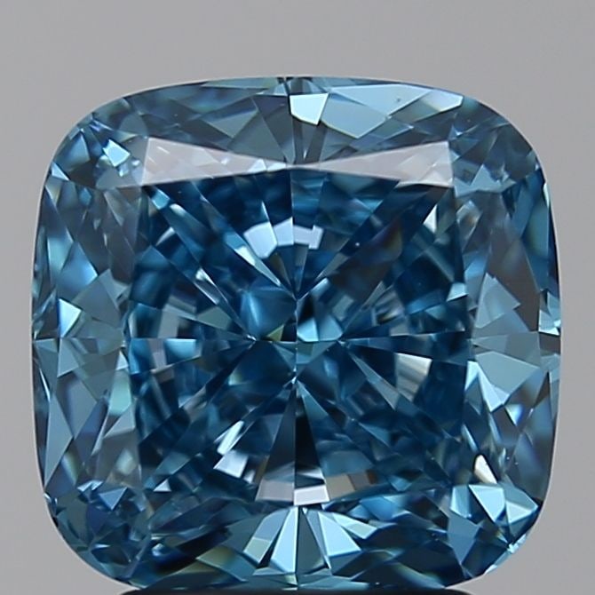 Loose Diamond - CUSHION BRILLIANT 3.0ct Blue VS1: Loose Diamond - CUSHION BRILLIANT 3.0ct Blue VS1 Source: This is a real non-mined Diamond that has been grown in a lab Shape: CUSHION BRILLIANT Carats: 3.0 Color: Blue Certification: NONE Video: