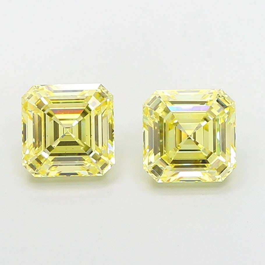 Loose Diamond - ASSCHER 2.06ct Fancy Yellow VS2: Loose Diamond - ASSCHER 2.06ct Fancy Yellow VS2 Source: This is a real non-mined Diamond that has been grown in a lab Shape: ASSCHER Carats: 2.06 Color: Fancy Yellow Certification: IGI Video:
