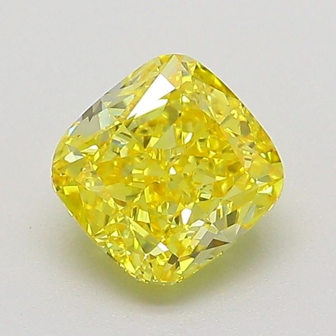 Loose Diamond - CUSHION MODIFIED 1.05ct Fancy Vivid Yellow VVS2: Loose Diamond - CUSHION MODIFIED 1.05ct Fancy Vivid Yellow VVS2 Source: This is a real non-mined Diamond that has been grown in a lab Shape: CUSHION MODIFIED Carats: 1.05 Color: Fancy Vivid Yellow Cer