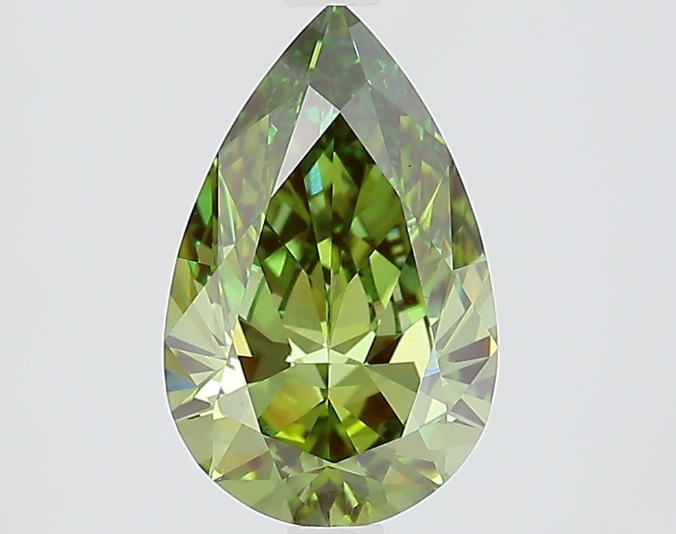 Loose Diamond - PEAR 2.1ct Fancy Vivid Green VS1: Loose Diamond - PEAR 2.1ct Fancy Vivid Green VS1 Source: This is a real non-mined Diamond that has been grown in a lab Shape: PEAR Carats: 2.1 Color: Fancy Vivid Green Certification: IGI Video: