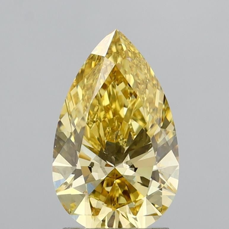 Loose Diamond - PEAR 2.07ct Fancy Intense Yellow VS2: Loose Diamond - PEAR 2.07ct Fancy Intense Yellow VS2 Source: This is a real non-mined Diamond that has been grown in a lab Shape: PEAR Carats: 2.07 Color: Fancy Intense Yellow Certification: IGI