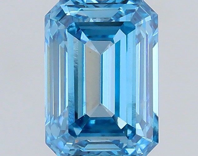 Loose Diamond - EMERALD 0.52ct Fancy Vivid Blue VS1: Loose Diamond - EMERALD 0.52ct Fancy Vivid Blue VS1 Source: This is a real non-mined Diamond that has been grown in a lab Shape: EMERALD Carats: 0.52 Color: Fancy Vivid Blue Certification: IGI Video: