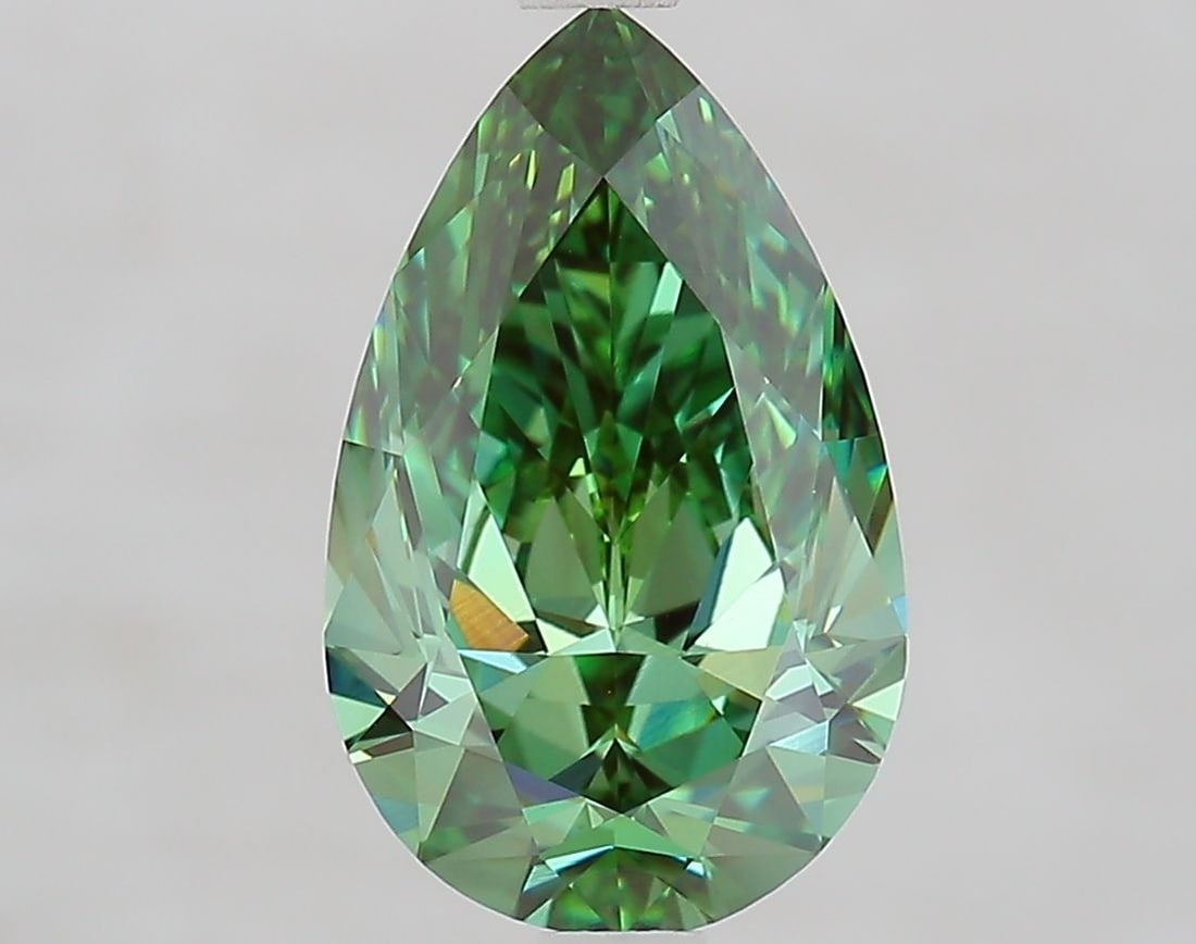 Loose Diamond - PEAR 2.5ct Fancy Vivid Green VVS2: Loose Diamond - PEAR 2.5ct Fancy Vivid Green VVS2 Source: This is a real non-mined Diamond that has been grown in a lab Shape: PEAR Carats: 2.5 Color: Fancy Vivid Green Certification: IGI Video: